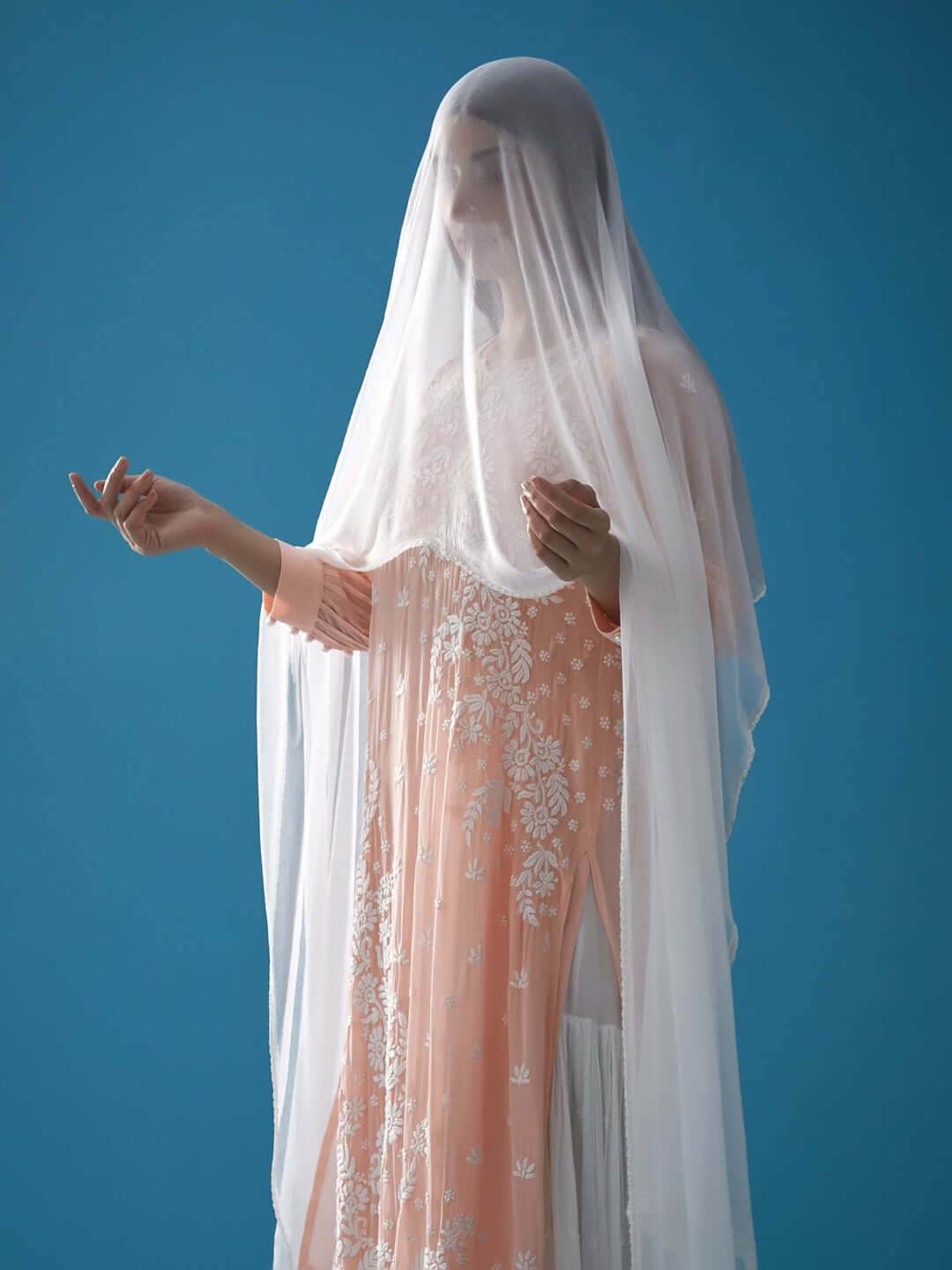 PAARSA Chikankari Chiffon Dupatta - KRI CHIKANKARI